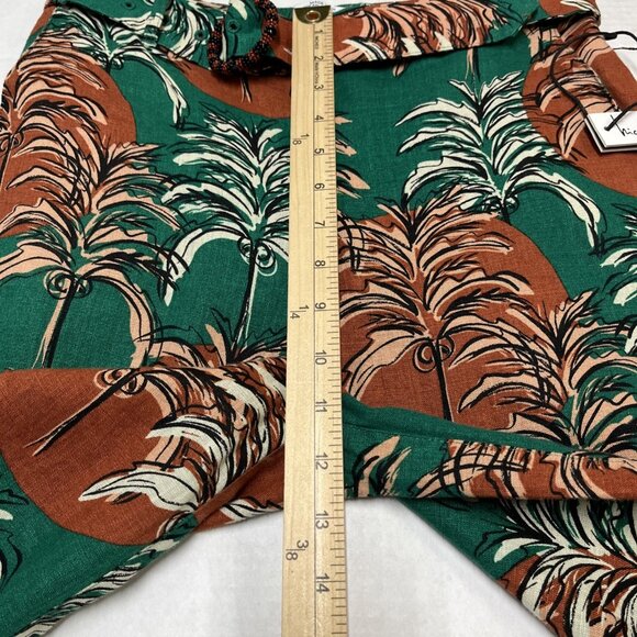 Nicole Miller Pants Womens S Green Tropical Linen Flax Wide‎ Leg Coastal Beachy - Picture 6 of 11